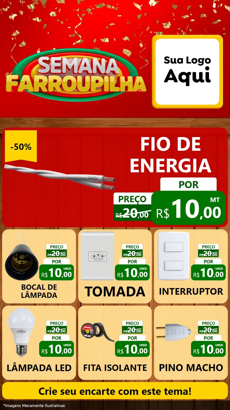 Modelo de Rede Social para Stories com o tema Semana Farroupilha para Materiais Elétricos