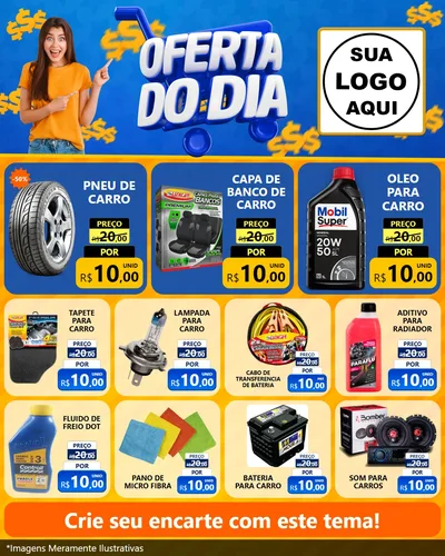 Modelo de Rede Social para Feed Instagram com o tema Oferta do Dia para Auto peças
