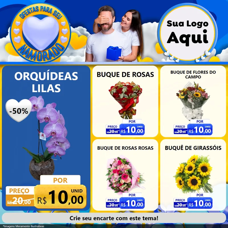 Modelo de Rede Social para Feed Facebook com o tema Ofertas Para Seu Namorado para Floricultura e jardim