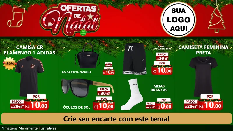 Modelo de TV para TV Horizontal com o tema Ofertas de Natal para Roupas e acessórios