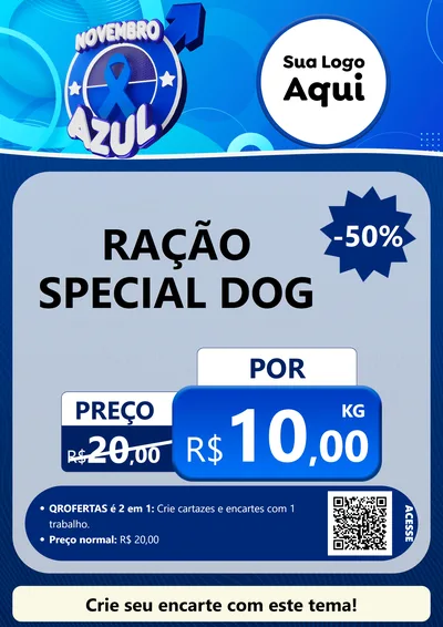 Modelo de Cartaz para Cartaz A4 Vertical com o tema Novembro Azul para Pet Shop