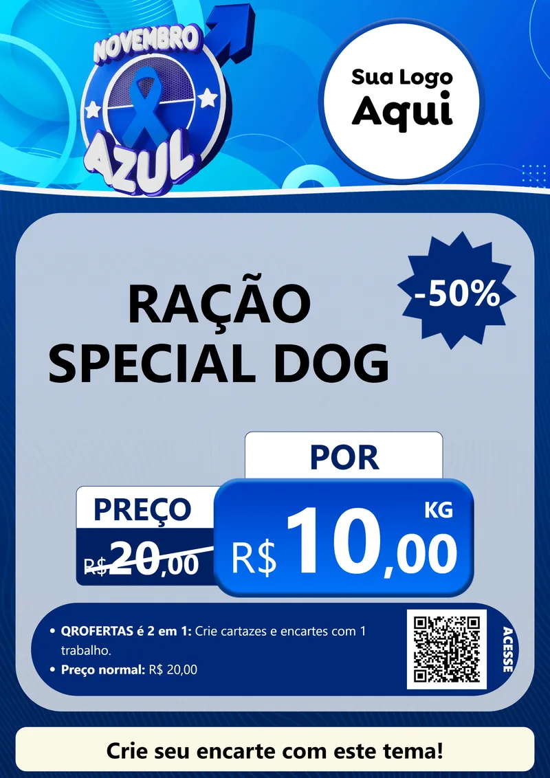 Modelo de Cartaz para Cartaz A4 Vertical com o tema Novembro Azul para Pet Shop