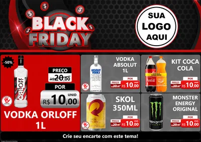 Modelo de Encarte para Encarte A4 Horizontal com o tema Black Friday para Distribuidora de bebidas