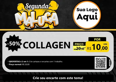Modelo de Cartaz para Cartaz A4 Horizontal com o tema Segunda Maluca para Suplementos alimentares