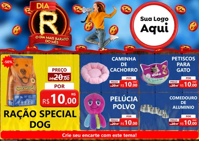 Modelo de Encarte para Encarte A4 Horizontal com o tema Dia R - O Dia Mais Barato Do Mês para Pet Shop