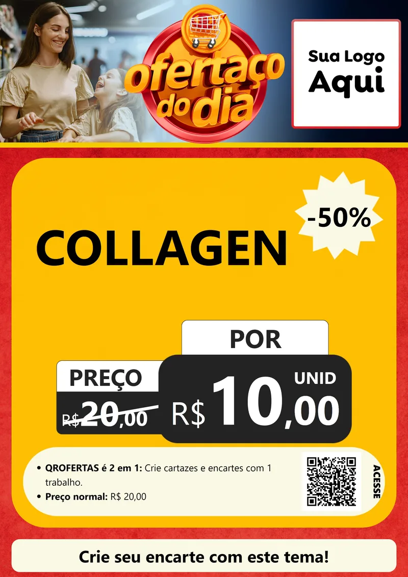 Modelo de Cartaz para Cartaz A4 Vertical com o tema Ofertaço Do Dia para Suplementos alimentares