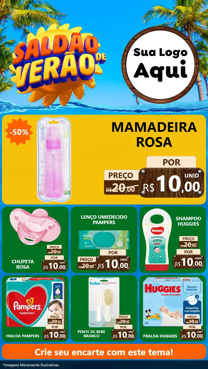 Modelo de Rede Social para Stories com o tema Saldão de Verão para Bebês