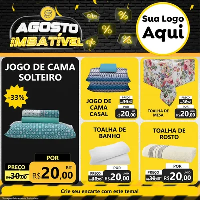 Modelo de Rede Social para Feed Facebook com o tema Agosto Imbatível para Cama, Mesa e Banho