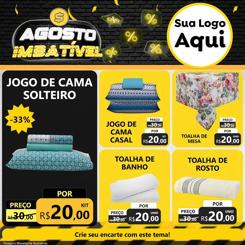Modelo de Rede Social para Feed Facebook com o tema Agosto Imbatível para Cama, Mesa e Banho