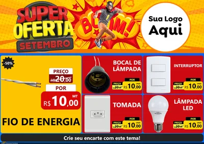 Modelo de Encarte para Encarte A4 Horizontal com o tema Super Oferta Setembro para Materiais Elétricos