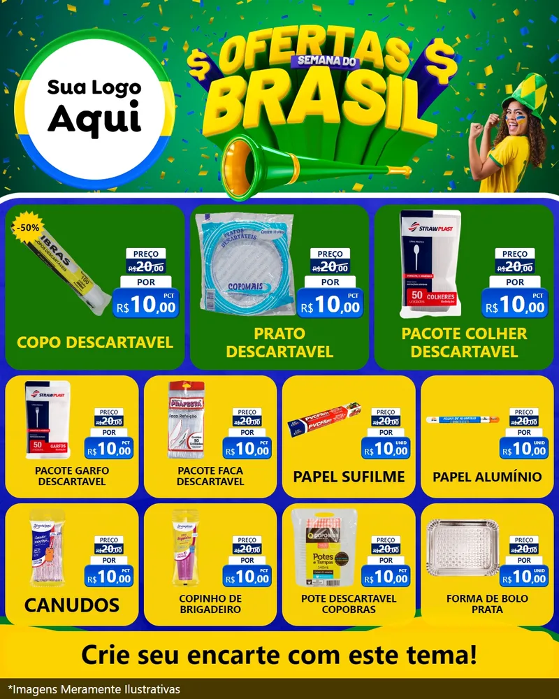 Modelo de Rede Social para Feed Instagram com o tema Ofertas Semana do Brasil para Embalagens