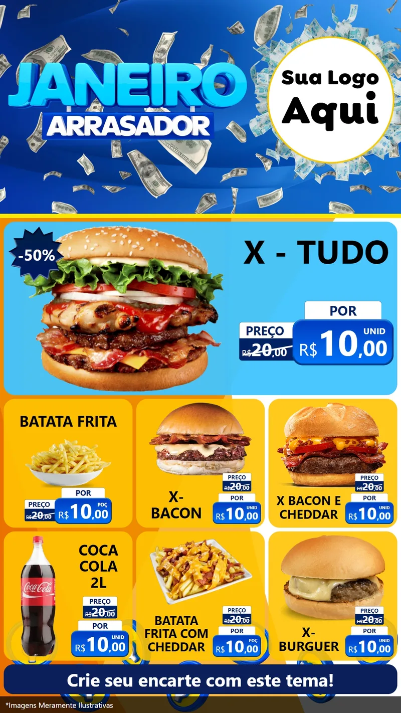 Modelo de Rede Social para Stories com o tema Janeiro Arrasador para Hamburgueria