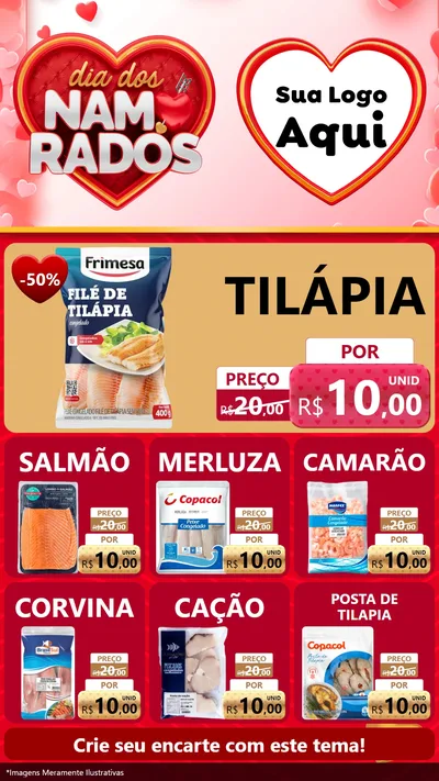 Modelo de Rede Social para Stories com o tema Dia dos Namorados para Peixaria