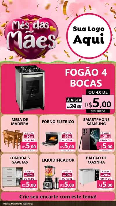 Modelo de Rede Social para Stories com o tema Mês das Mães para Móveis e Eletro