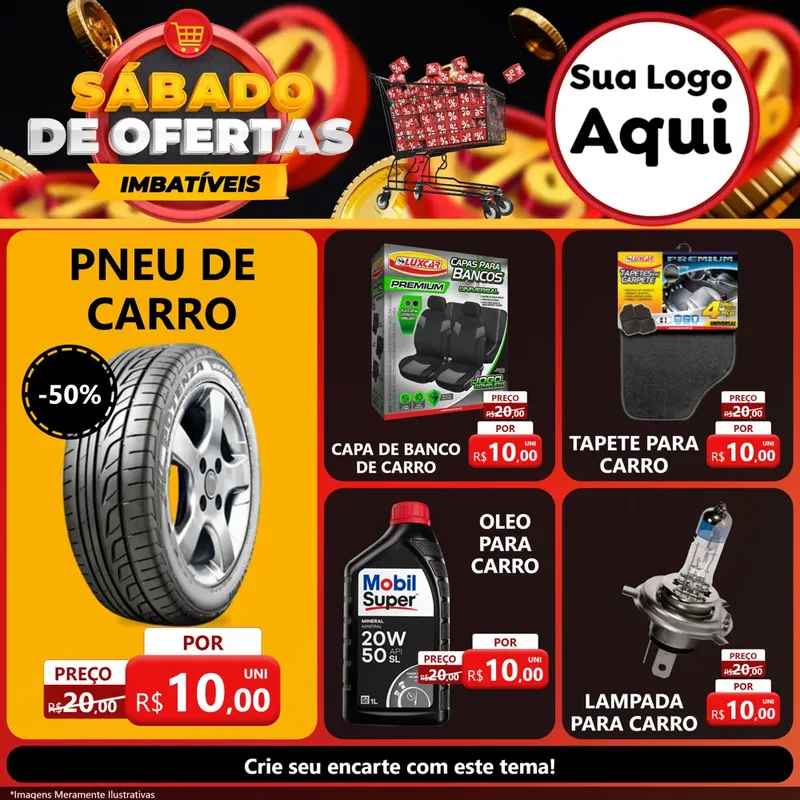 Modelo de Rede Social para Feed Facebook com o tema Sábado de Ofertas Imbatíveis para Auto peças