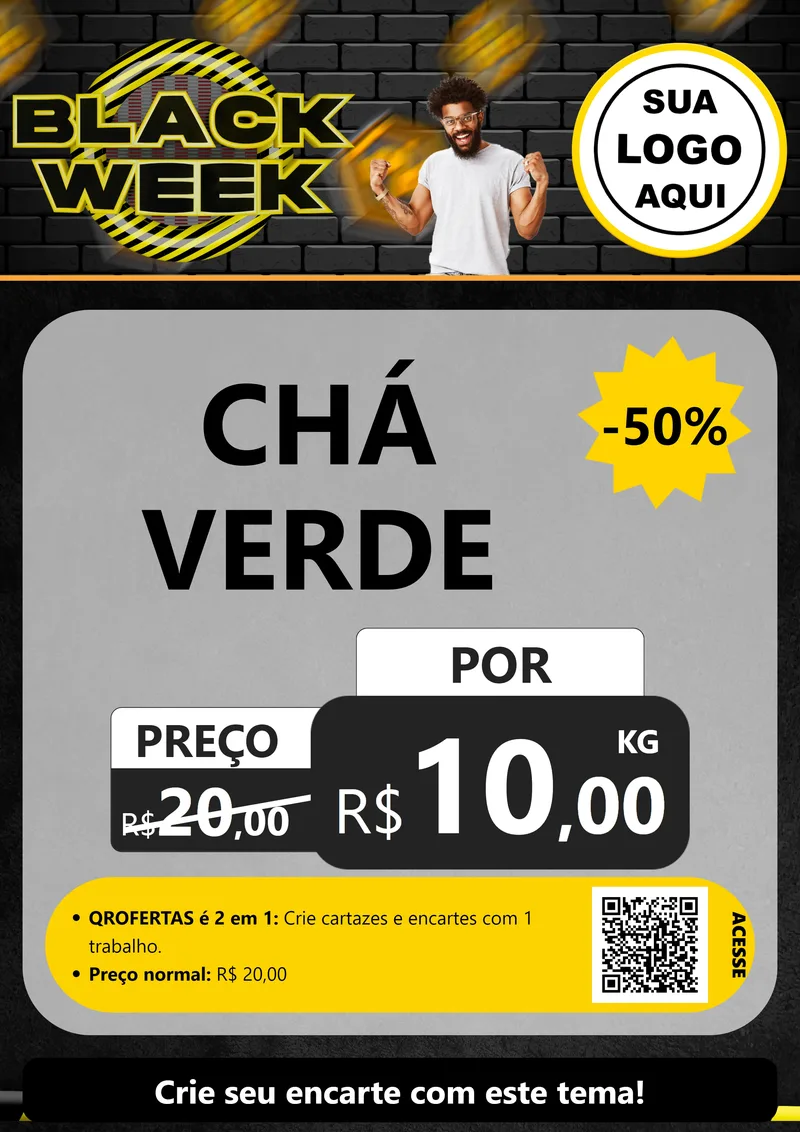 Modelo de Cartaz para Cartaz A4 Vertical com o tema Black Week para Produtos Naturais