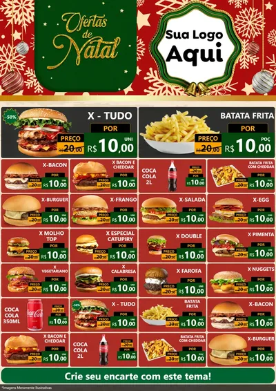 Modelo de Encarte para Encarte A4 Vertical com o tema Natal de Ofertas para Hamburgueria