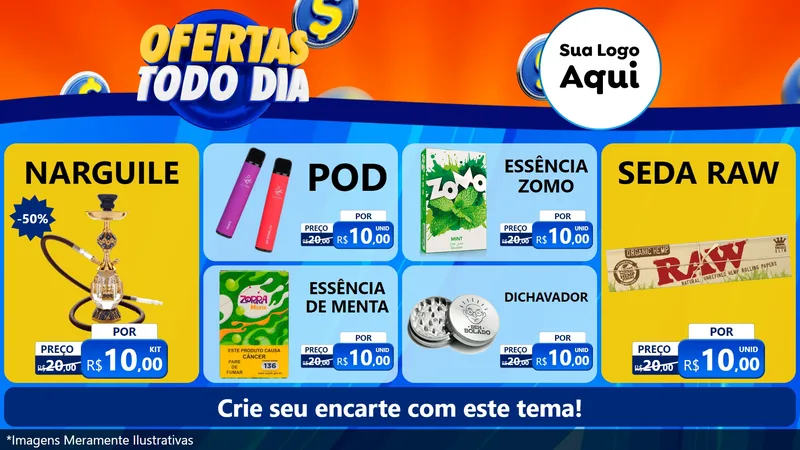 Modelo de TV para TV Horizontal com o tema Ofertas Todo Dia para Tabacaria