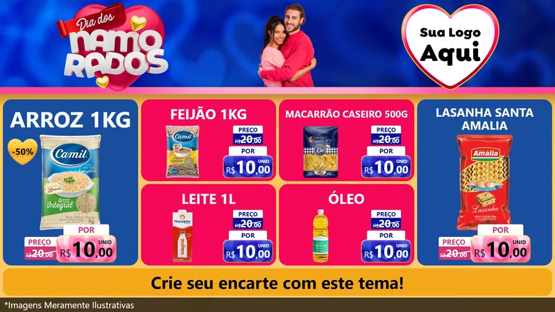 Modelo de TV para TV Horizontal com o tema Dia dos namorados para Supermercado