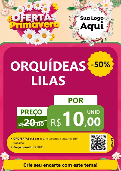 Modelo de Cartaz para Cartaz A4 Vertical com o tema Ofertas de Primavera para Floricultura e jardim