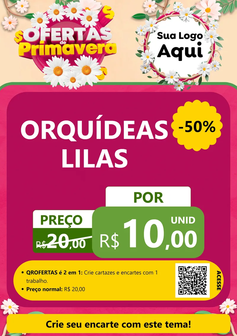 Modelo de Cartaz para Cartaz A4 Vertical com o tema Ofertas de Primavera para Floricultura e jardim