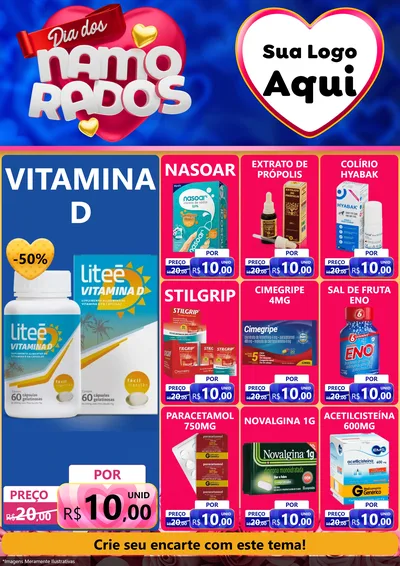 Modelo de Encarte para Encarte A4 Vertical com o tema Dia dos namorados para Farmácia