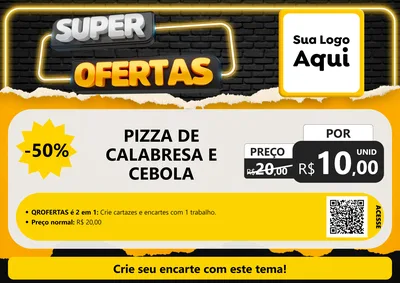 Modelo de Cartaz para Cartaz A4 Horizontal com o tema Super Ofertas para Pizzaria