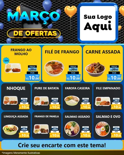 Modelo de Rede Social para Feed Instagram com o tema Março de Ofertas para Restaurante