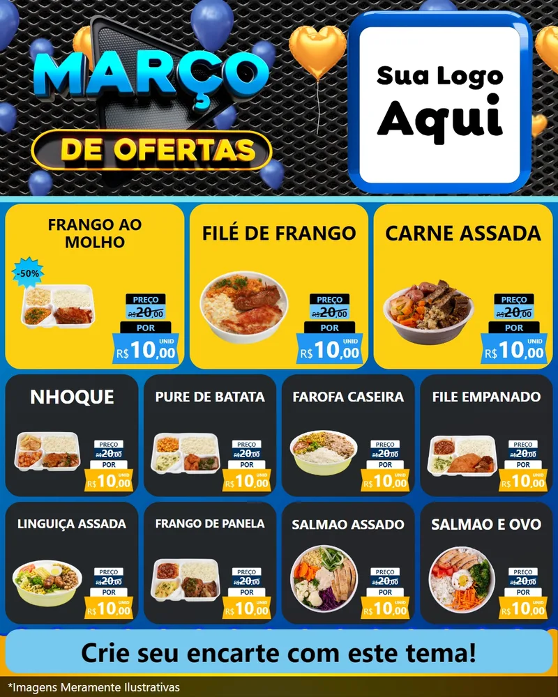 Modelo de Rede Social para Feed Instagram com o tema Março de Ofertas para Restaurante