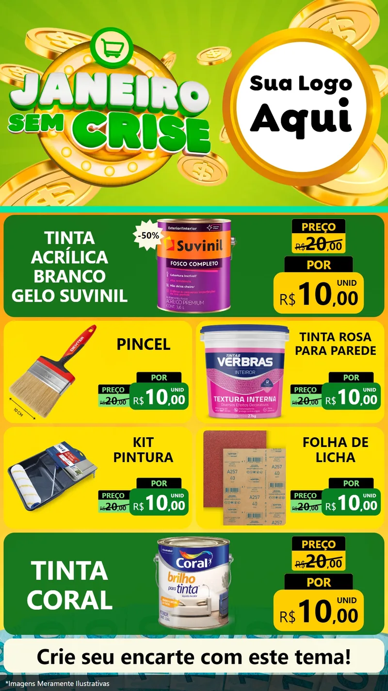 Modelo de TV para TV Vertical com o tema Janeiro Sem Crise para Tintas e Ferramentas