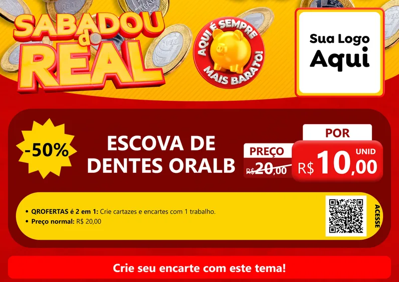 Modelo de Cartaz para Cartaz A4 Horizontal com o tema Sabadou do Real para Higiene Pessoal