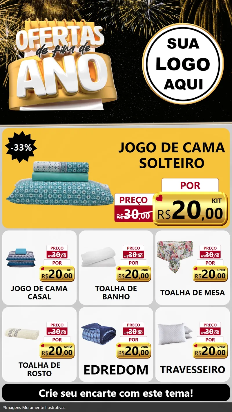 Modelo de Rede Social para Stories com o tema Ofertas de Fim de Ano para Cama, Mesa e Banho