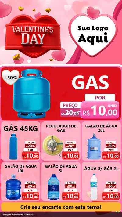 Modelo de Rede Social para Stories com o tema Valentine's Day para Água e gás