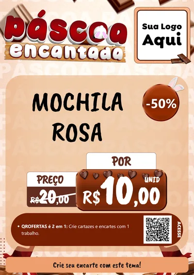 Modelo de Cartaz para Cartaz A4 Vertical com o tema Páscoa Encantada para Papelaria