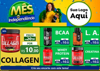 Modelo de Encarte para Encarte A4 Horizontal com o tema Mês da Independência para Suplementos alimentares