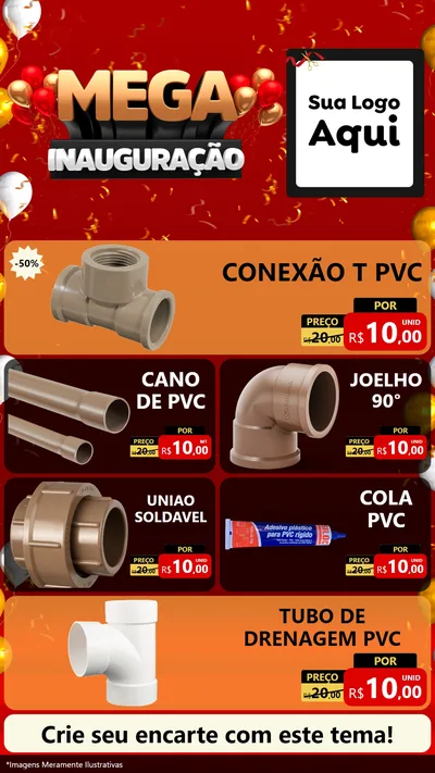 Modelo de TV para TV Vertical com o tema Mega Inauguração para Tubos e conexões