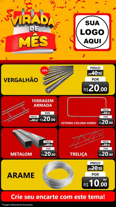 Modelo de TV para TV Vertical com o tema Virada de Mês para Ferragens