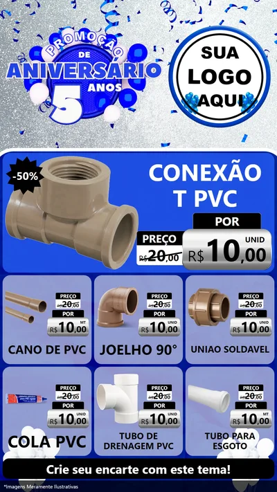 Modelo de Rede Social para Stories com o tema Promoção de Aniversário - 5 Anos para Tubos e conexões