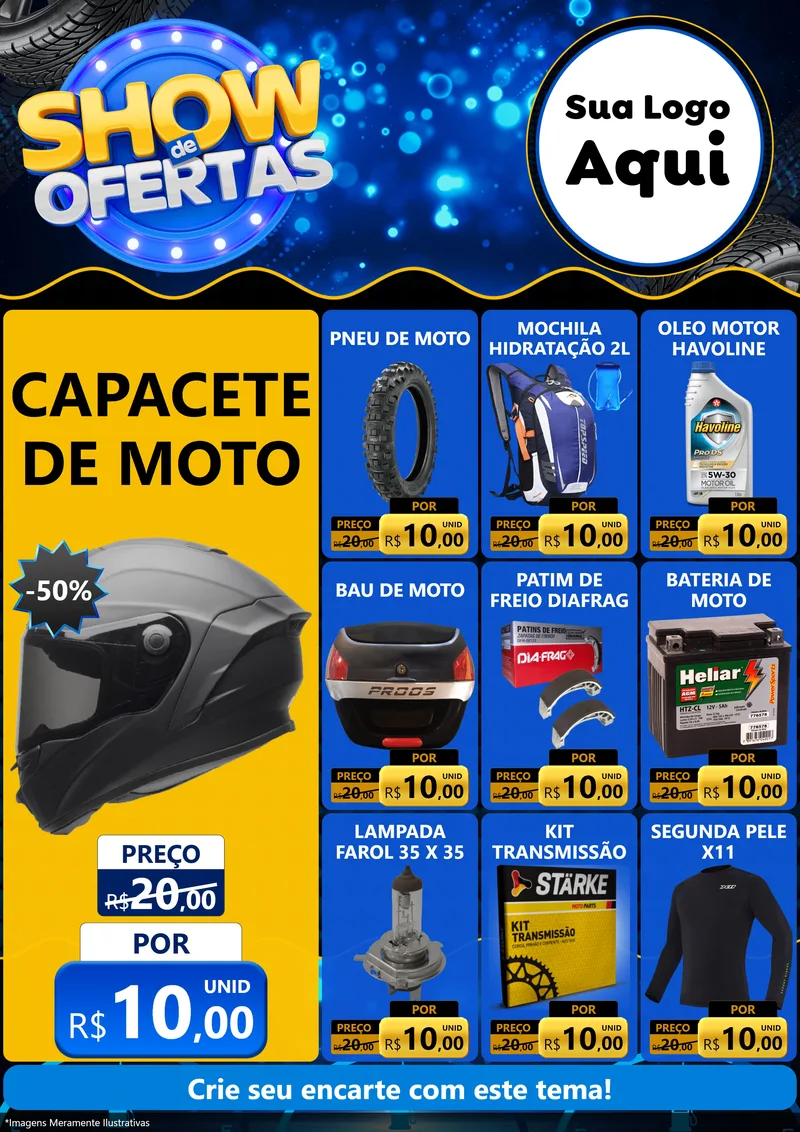 Modelo de Encarte para Encarte A4 Vertical com o tema Show de Ofertas para Moto peças