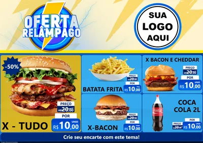 Modelo de Encarte para Encarte A4 Horizontal com o tema Oferta Relâmpago para Hamburgueria