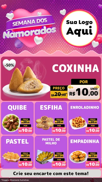 Modelo de Rede Social para Stories com o tema Semana dos Namorados para Salgadaria