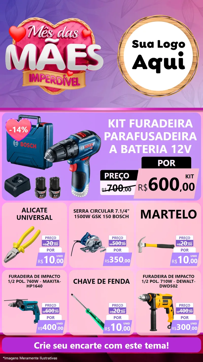 Modelo de Rede Social para Stories com o tema Mês das Mães Imperdível para Maquinas e Ferramentas