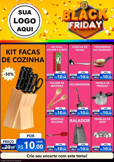 Modelo de Encarte para Encarte A4 Vertical com o tema Black Friday para Utilidades Domésticas