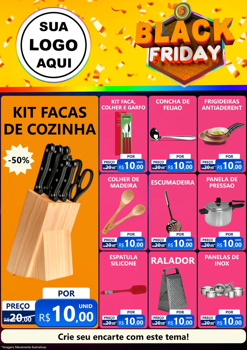Modelo de Encarte para Encarte A4 Vertical com o tema Black Friday para Utilidades Domésticas