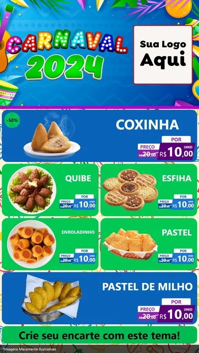 Modelo de TV para TV Vertical com o tema Carnaval 2027 para Salgadaria
