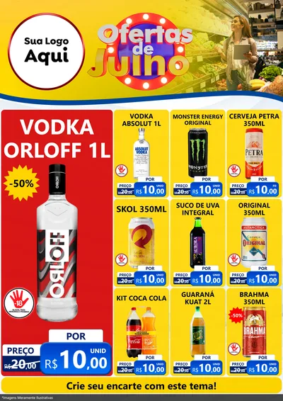 Modelo de Encarte para Encarte A4 Vertical com o tema Ofertas de Julho para Distribuidora de bebidas