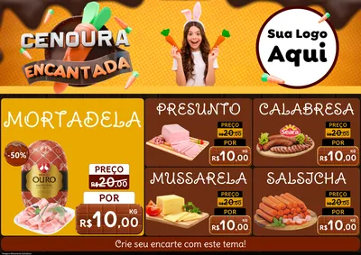 Modelo de Encarte para Encarte A4 Horizontal com o tema Cenoura Encantada - Páscoa para Frios e Laticínios