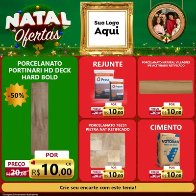 Modelo de Rede Social para Feed Facebook com o tema Natal de Ofertas para Pisos e revestimentos