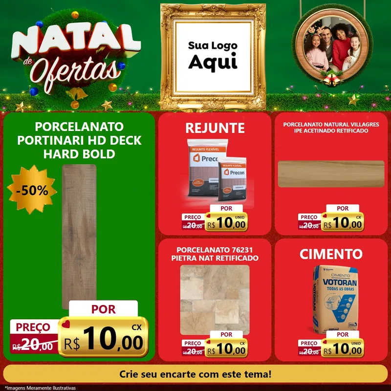 Modelo de Rede Social para Feed Facebook com o tema Natal de Ofertas para Pisos e revestimentos