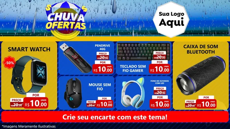 Modelo de TV para TV Horizontal com o tema Chuva de Ofertas para Informática